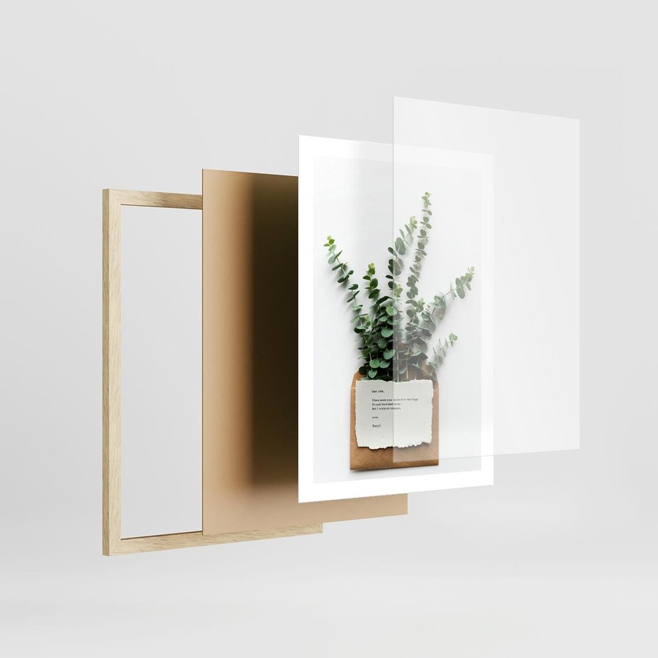 Plakat w ramie 50x70 - Eukaliptusowa harmonia - eukaliptus, liście - rama drewno