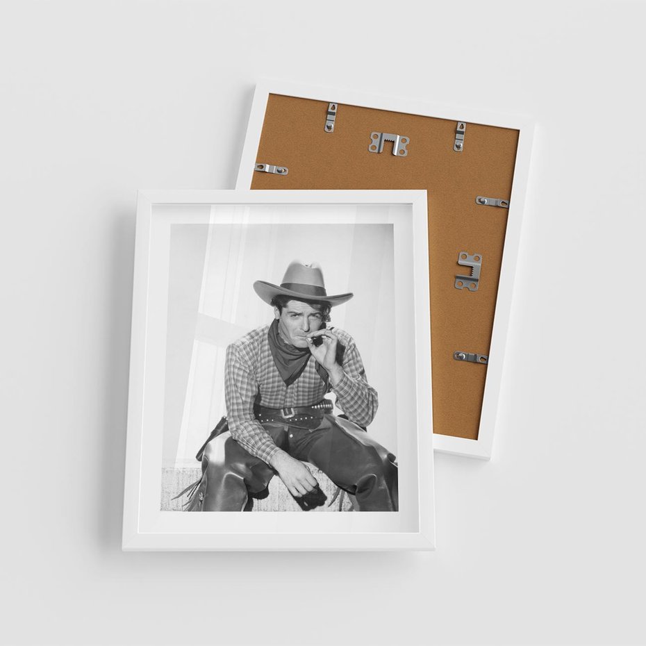 Plakat w ramie 40x50 - Dziki Zachód - retro zdjęcie, czarno białe - rama biała