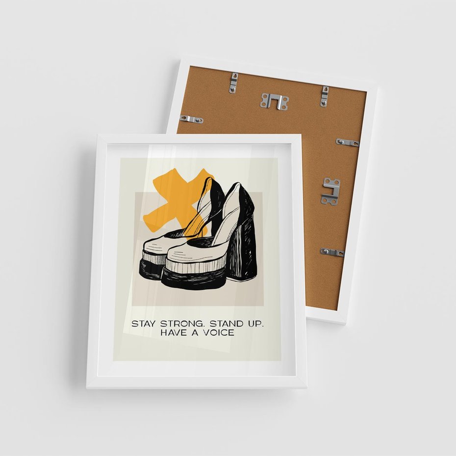 Plakat w ramie 40x50 - Kobiece Obcasy - plakat, minimalizm - rama biała