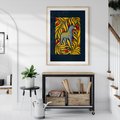 Plakat w ramie 50x70 - Wibracje Wyobraźni - zebra, granatowe tłó - rama drewno