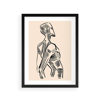 Plakat w ramie 50x70 - Eksploracja Wizualna - szkic, czarno biały - rama czarna