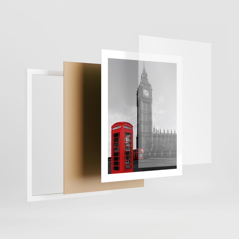 Plakat w ramie 40x50 - Budka telefoniczna przed Big Benem - budka, Londyn - rama biała