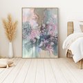 Obraz w ramie 80x120 - Efemeryczne Kwitnienie Drzew - akwarela, rozmyte pastelowe tłó - rama drewno