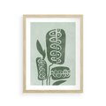 Plakat w ramie 30x40 - Nurtująca Zieleń - abstrakcyjny zielony motyw, skandynawski design - rama drewno