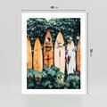Plakat bez ramy 40x50 - Surfowanie w Harmonii z Naturą - deski surfingowe, oparte o rośliny