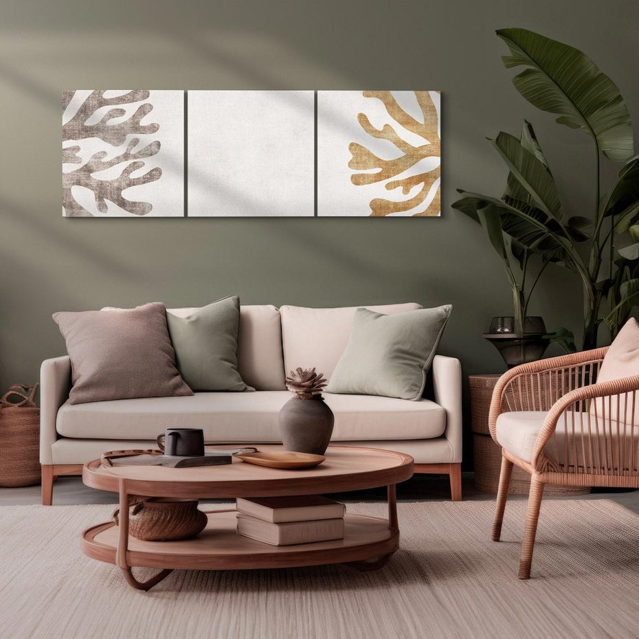 Obraz na płótnie 120x40 - Beżowa Symfonia Rafy - beżowa grafika, tło jak płótno