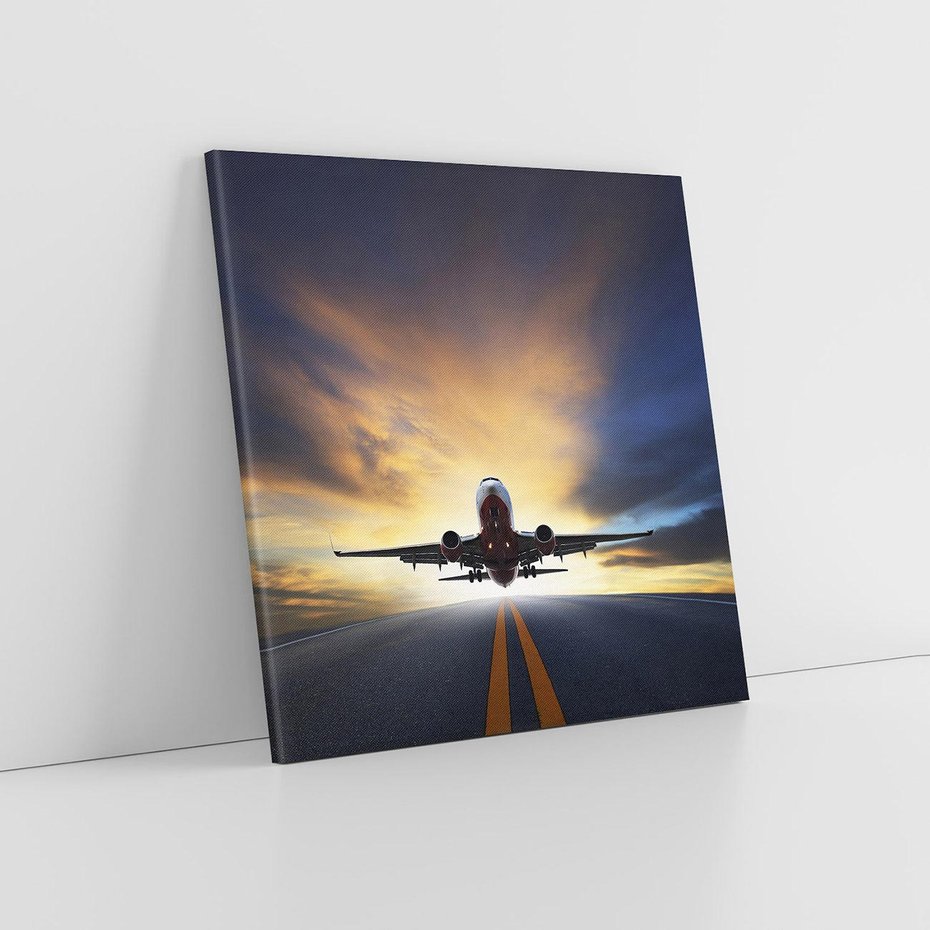 Obraz na płótnie 60x60 - Podróż samolotem w pejzaż - samolot, podróż