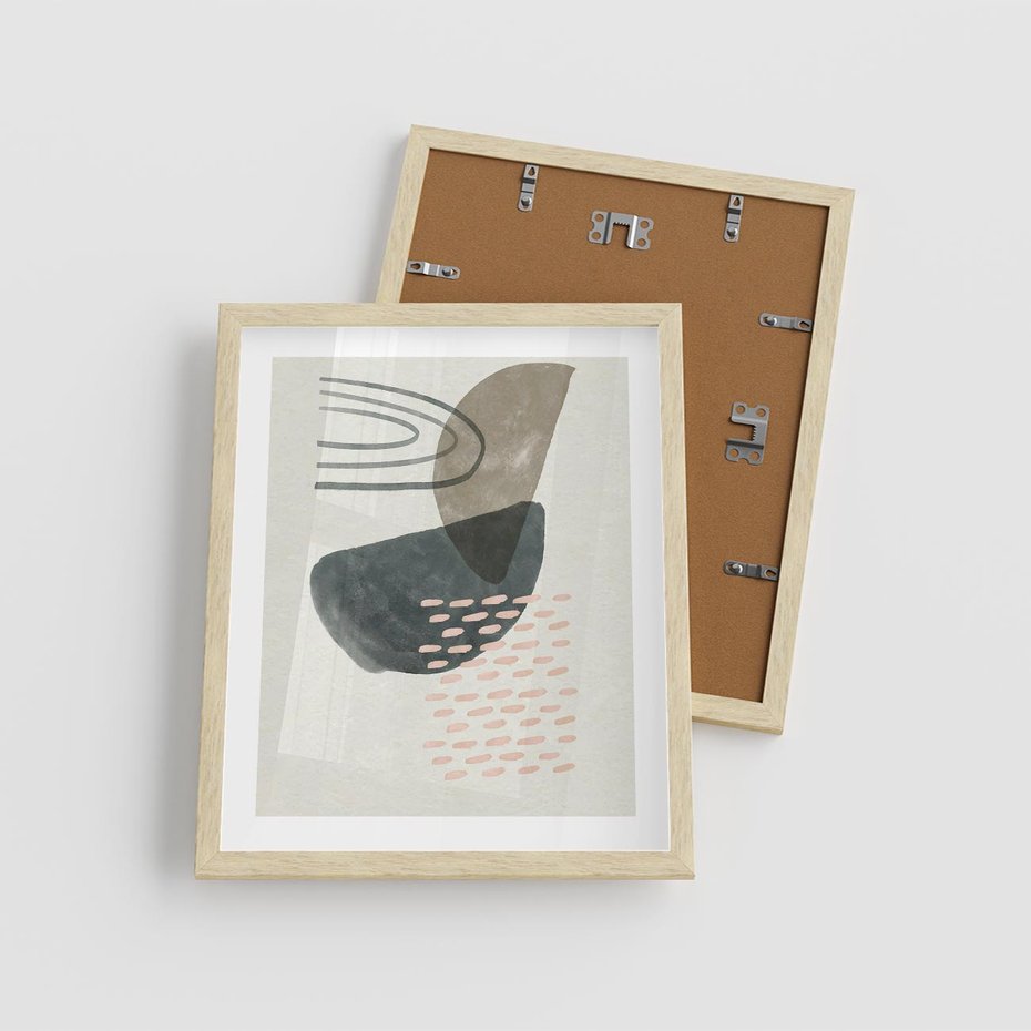 Plakat w ramie 40x50 - Geometria w Beżowych Odcieniach - abstrakcja, geometria - rama drewno