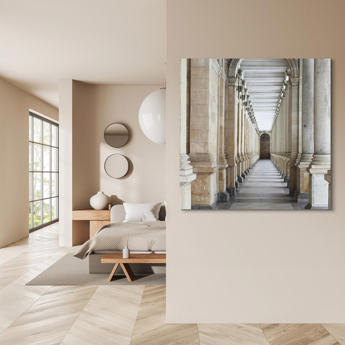 Obraz na płótnie 70x70 - Uroki Kolumn - kolumny, architektura