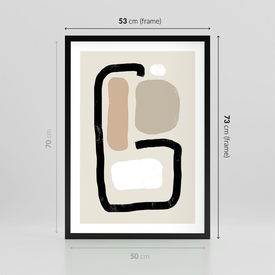 Plakat w ramie 50x70 - Kształtne Formy - geometryczne nieregularne kształty, nowoczesna kompozycja - rama czarna