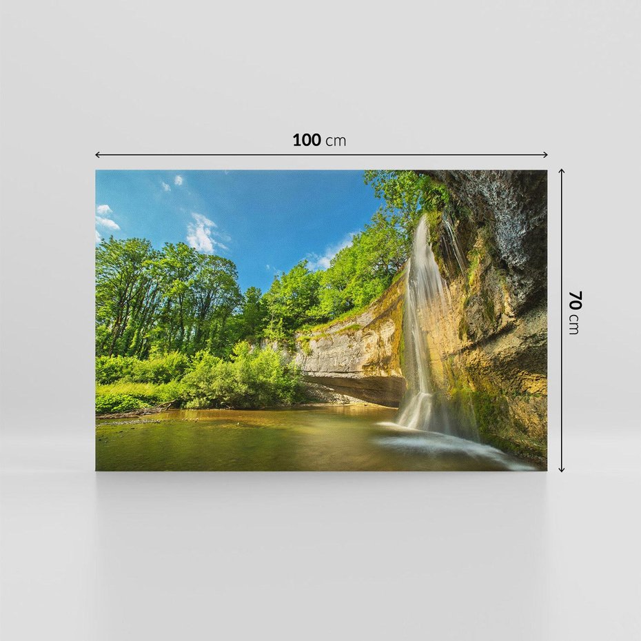 Obraz na płótnie 100x70 - Wodospad: Skały w ruchu - wodospad, las