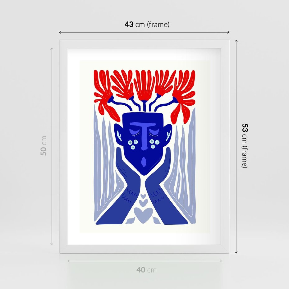 Plakat w ramie 40x50 - Nowoczesne Wcielenie Boho - etniczna maska, boho styl - rama biała