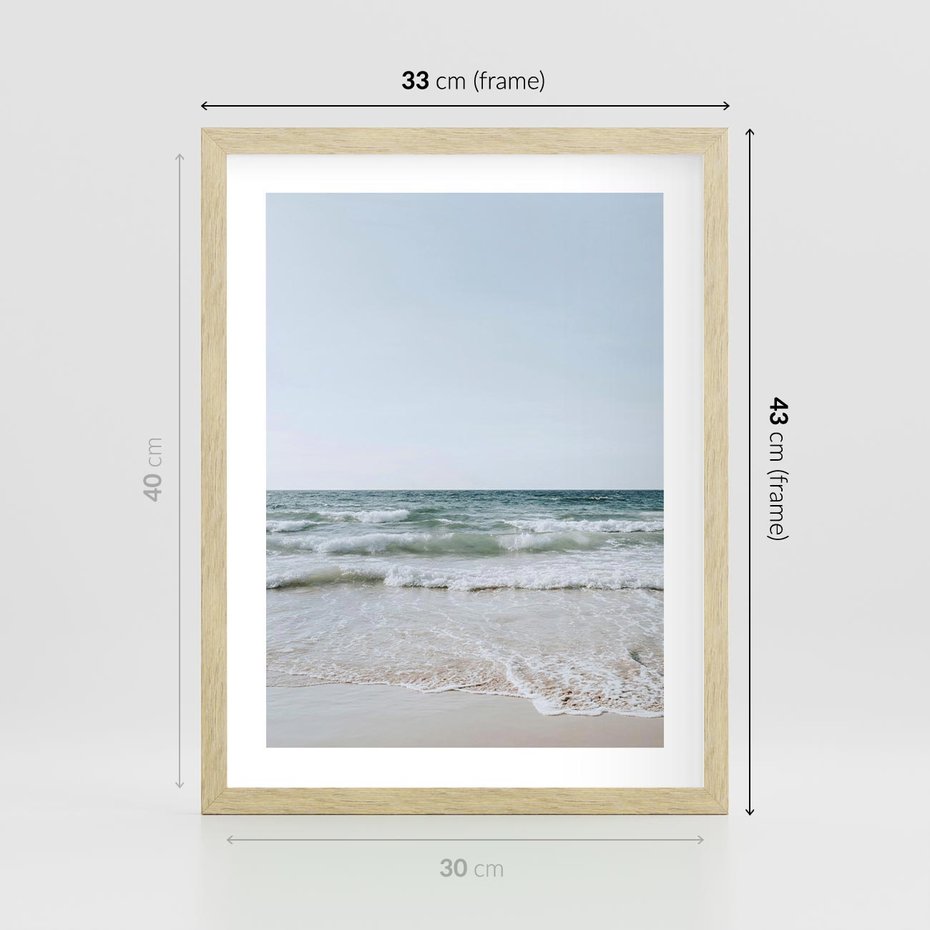 Plakat w ramie 30x40 - Spokój nad Brzegiem - plaża, morze - rama drewno