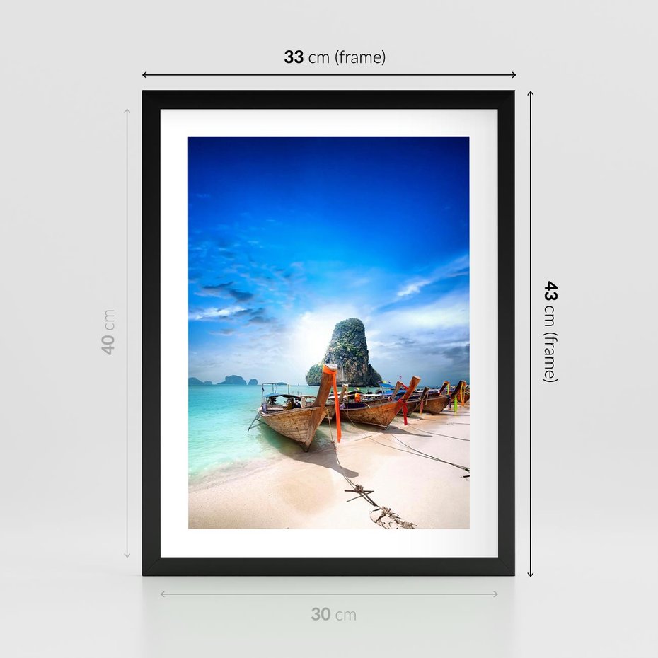 Plakat w ramie 30x40 - Morze na Łodzi - morze, łódź - rama czarna