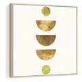 Obraz w ramie 80x80 - Harmonijne Odbicia - geometryczne złote kształty, tekstura - rama drewno