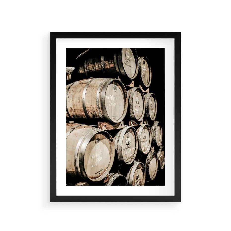 Plakat w ramie 30x40 - Tradycyjne Beczki - beczki, rustykalna fotografia - rama czarna