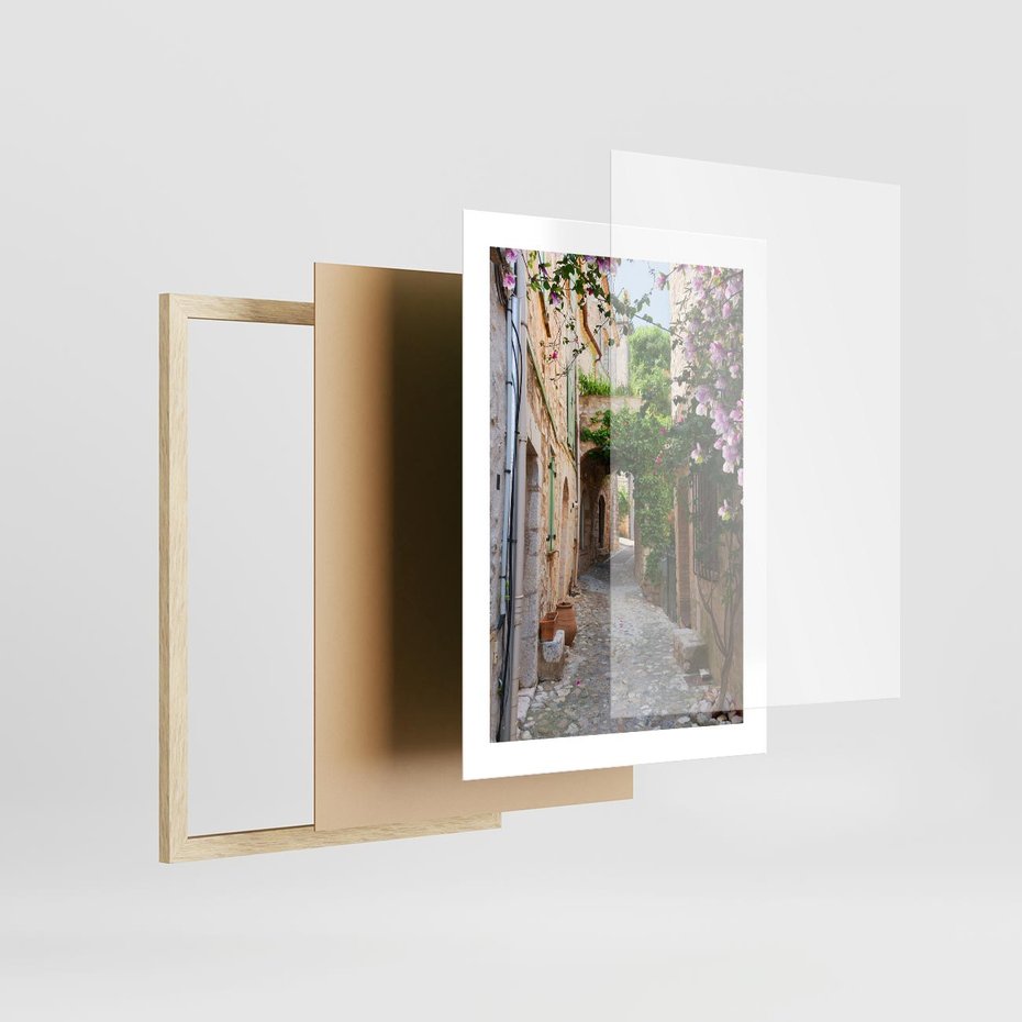 Plakat w ramie 30x40 - Ścieżka W Nieskończoność - uliczka, perspektywa - rama drewno