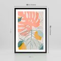 Plakat w ramie 50x70 - Sztuka Natury: Liście Monstery w Pastelach - nowoczesna grafika, pastelowe liście monstery - rama czarna