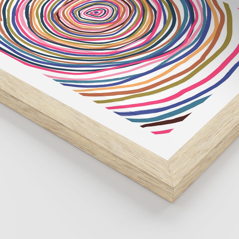 Plakat w ramie 50x70 - Cyrkulująca Harmonia - kolorowe etniczne wzory, tęczowe żywe kolory - rama drewno