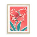 Plakat w ramie 50x70 - Rozkwitające Plamy i Formy - nowoczesny plakat, abstrakcyjne kwiaty - rama drewno