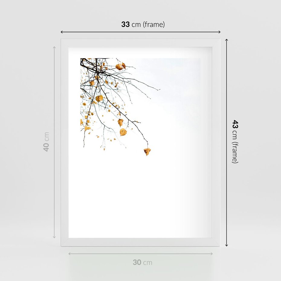 Plakat w ramie 30x40 - Złota Jesień - drzewo, żółte liście - rama biała