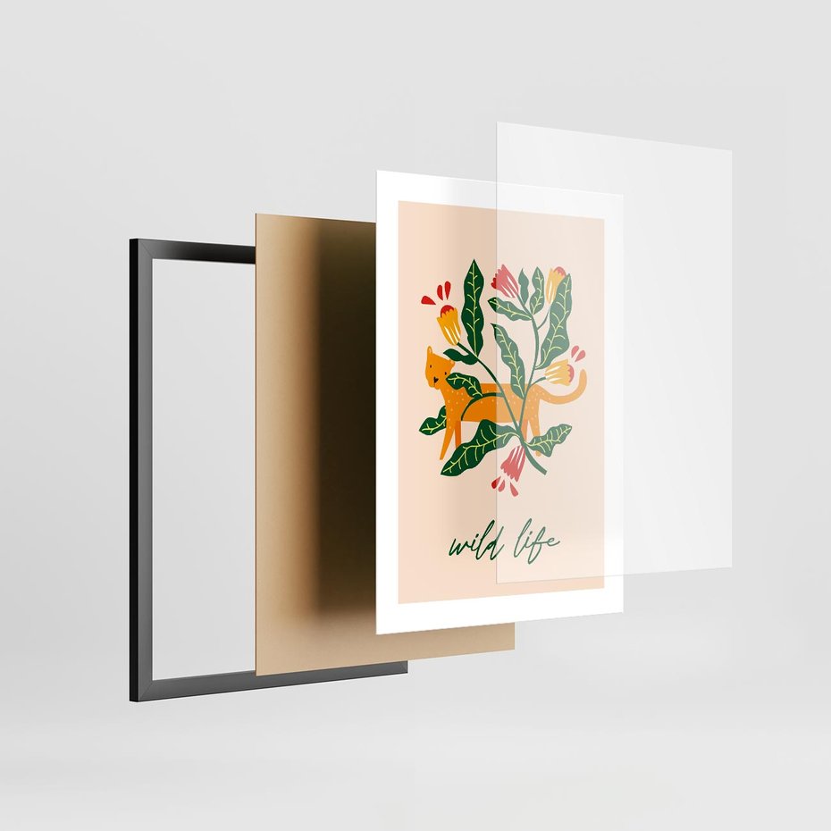Plakat w ramie 30x40 - Tygrys w Kwiatach - tygrys, plakat - rama czarna