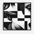 Obraz w ramie 50x50 - Harmonia świateł i cieni - abstrakcja czarno biała, geometria - rama czarna