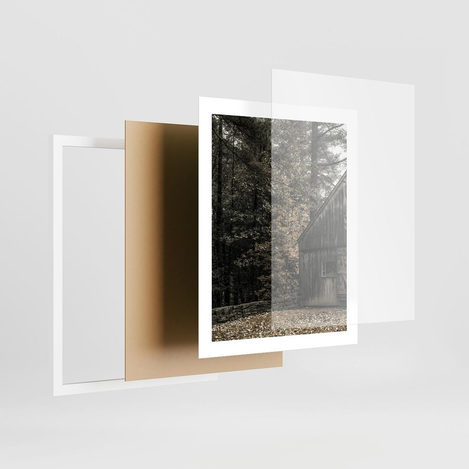 Plakat w ramie 40x50 - Dom w Lesie - chatka w lesie, górski domek - rama biała