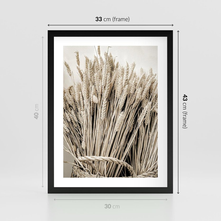 Plakat w ramie 30x40 - Letni Plon - zboże, kłosy zboża - rama czarna