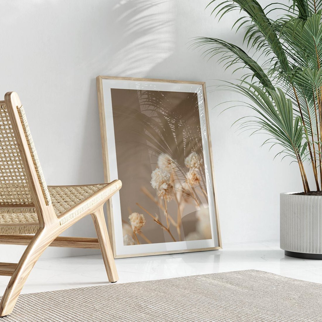 Plakat w ramie 30x40 - Przezroczyste piękno - gipsówka, suche - rama drewno