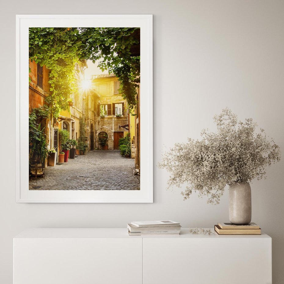 Plakat bez ramy 21x30 - Malownicza Wędrówka - uliczka, perspektywa