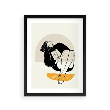 Plakat w ramie 40x50 - Kształt Kobiecego Portretu - grafika, kobieta - rama czarna