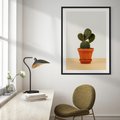 Plakat w ramie 30x40 - Kwiatowy taniec kaktusa - kaktus, kwiat - rama czarna