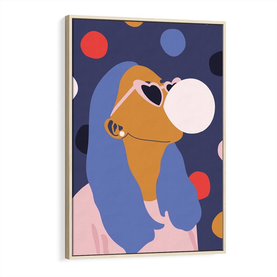 Obraz w ramie 70x100 - Odbicie Kobiety - nowoczesny plakat, styl retro - rama drewno