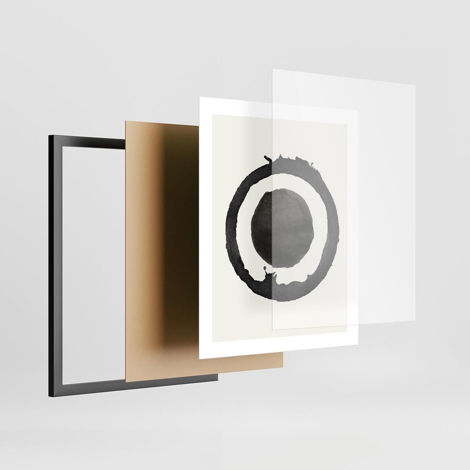 Plakat w ramie 40x50 - Harmonijne Emocje - abstrakcyjne plamy okręgi, akwarelowe - rama czarna