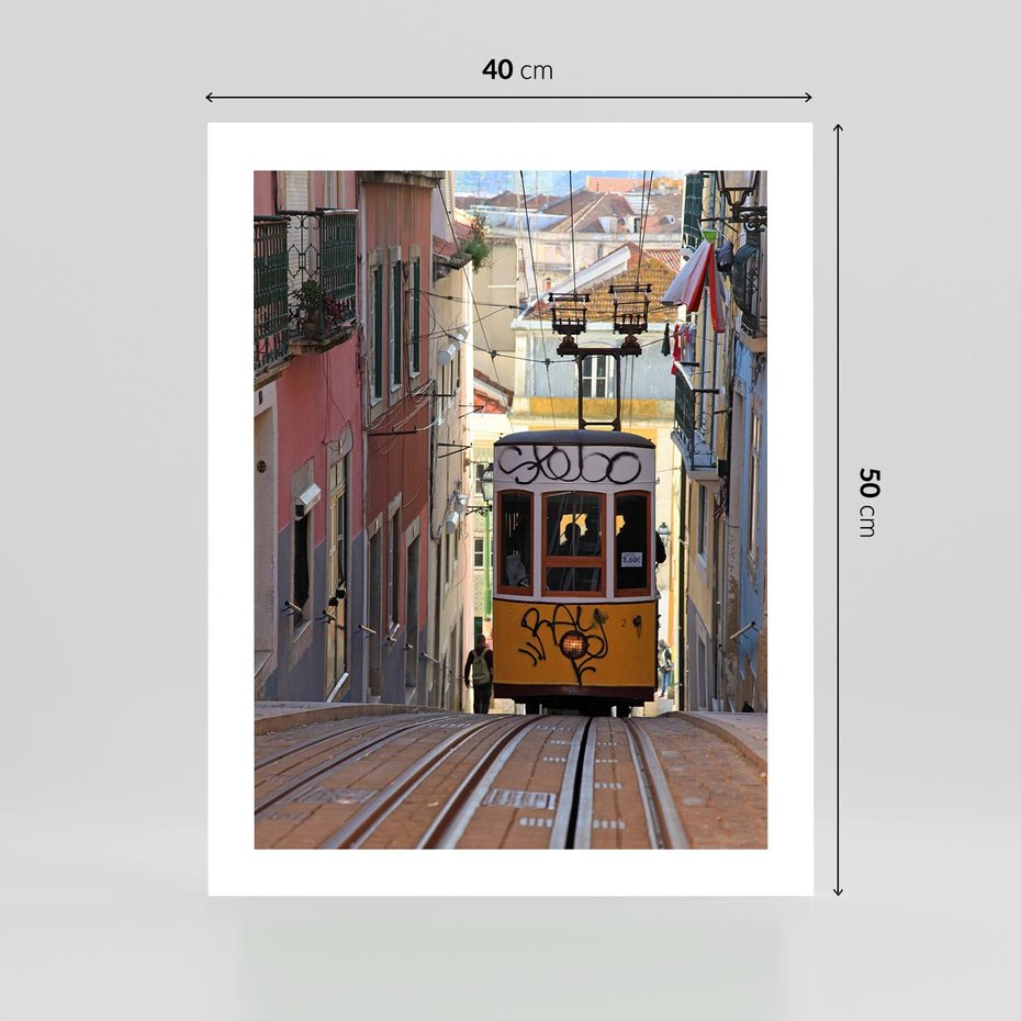 Plakat bez ramy 40x50 - Lizbońskie tramwaje - podróż w czasie - Lizbona, tramwaj