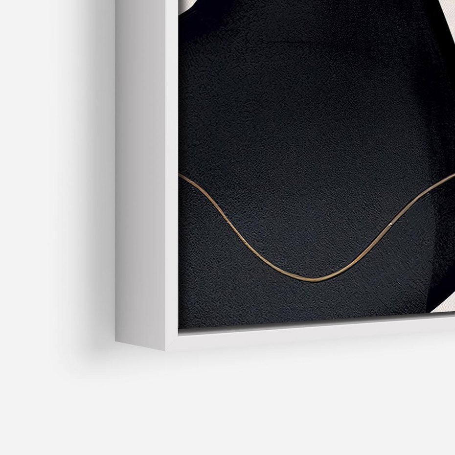 Obraz w ramie 70x50 - Wibracje uczuć i emocji - nieregularne plamy, czarny - rama biała