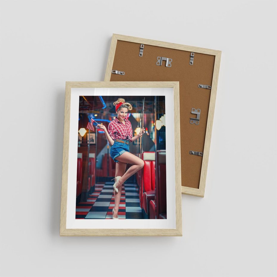 Plakat w ramie 30x40 - Czas Wstecz - retro, restauracja - rama drewno