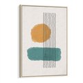 Obraz w ramie 50x70 - Wibracje Barw - abstrakcyjne akwarelowe plamy, nieregularne kreski - rama drewno