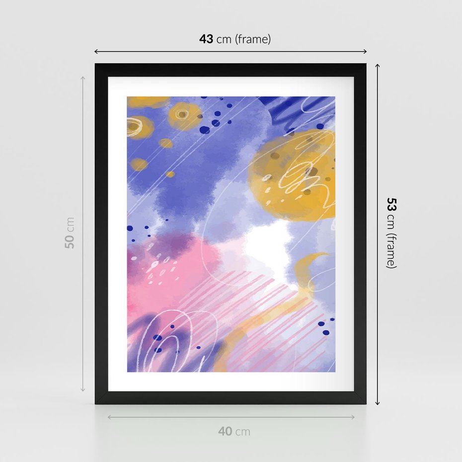 Plakat w ramie 40x50 - Rozbijające Plamy - abstrakcyjny plakat, pastelowe kolory - rama czarna