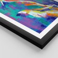 Plakat w ramie 50x70 - Olejne Wibrujące Emocje - abstrakcyjny obraz, różne kolorowe maźnięcia pędzla - rama czarna