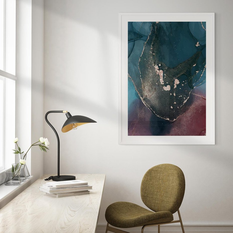 Plakat bez ramy 50x70 - Luksusowy Kontrast - marmur, granat i fiolet