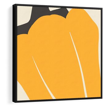 Obraz w ramie 50x50 - Migocące Formy - abstrakcyjny minimalistyczny obraz, żółta papryczka - rama czarna