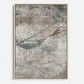 Obraz w ramie 50x70 - Betonowe Wspomnienia Liści - odciski w betonie, odbitki - rama drewno