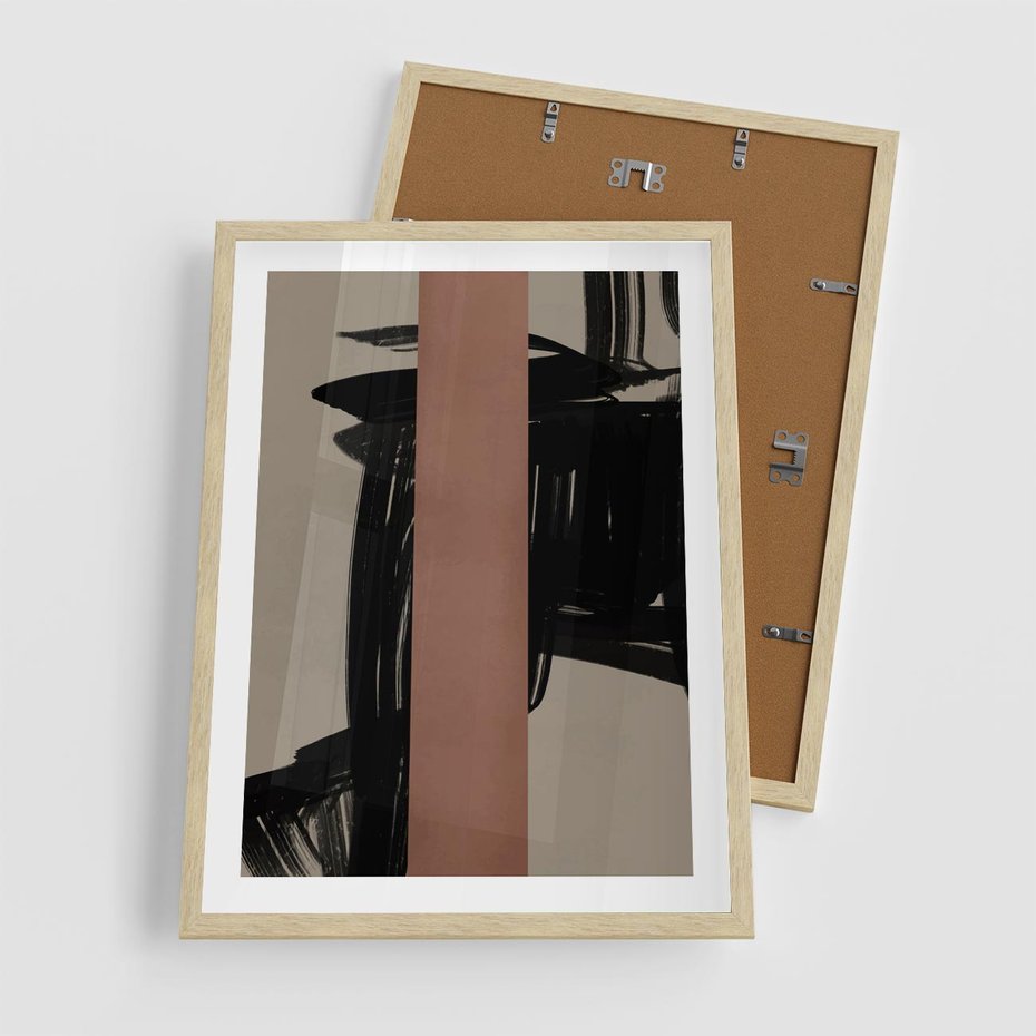 Plakat w ramie 50x70 - Niezwykłe Przeobrażenia - abstrakcja, czarne splatane linie - rama drewno