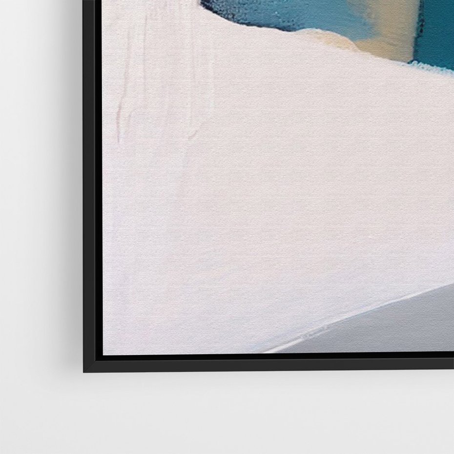 Obraz w ramie 70x100 - Turkusowe Maźnięcia - obraz, abstrakcja - rama czarna