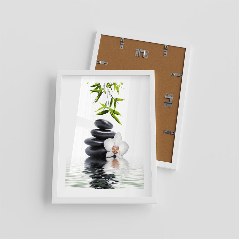 Plakat w ramie 30x40 - Orchidea w Spa - spa, orchidea - rama biała