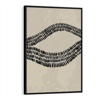 Obraz w ramie 70x100 - Kontury Ewolucji Materii - boho plakat, czarne kropki kreski - rama czarna