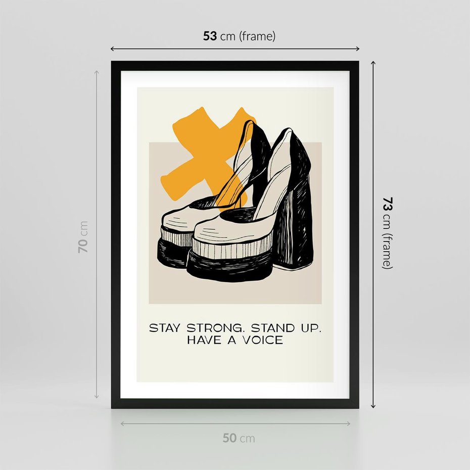 Plakat w ramie 50x70 - Kobiece Obcasy - plakat, minimalizm - rama czarna