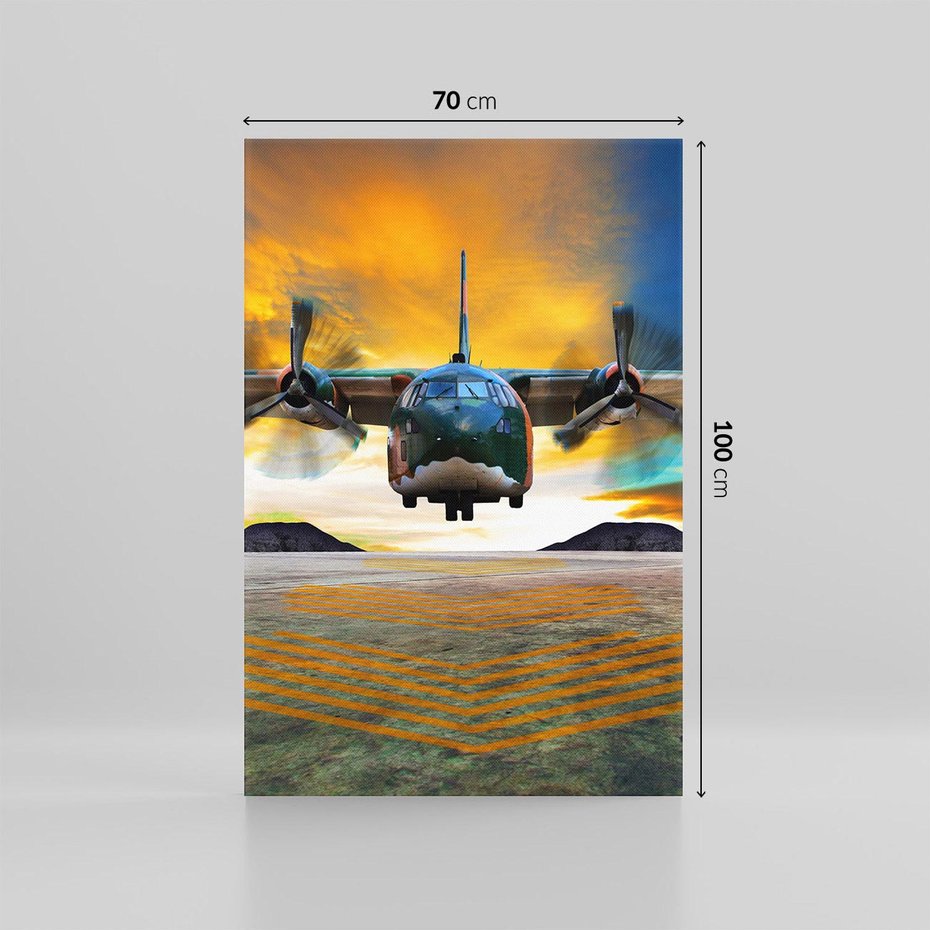 Obraz na płótnie 70x100 - Moc wojskowego transportu: Samolot na misji - samolot, wojsko